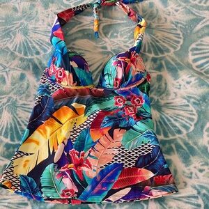 Hapari Blue and White Tankini Top